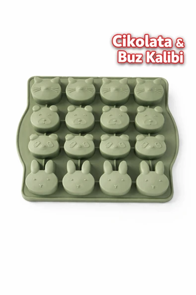 evolis kitchen 1 Adet Mint Yeşili 16’Lı Isıya Dayanıklı Yanmaz Yapışmaz Silikon Çikolata Buz Kalıbı ürün görseli 1