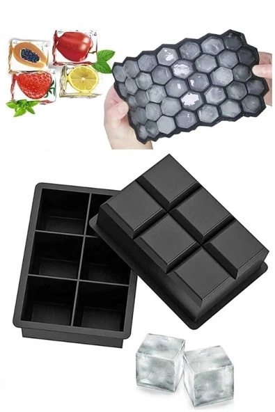 ermaslicon silikon petek buzluk ve 6 bölmeli büyük buz kalıbı kolay çıkabilen buz küpleri ürün görseli 1