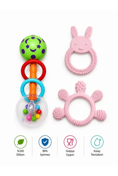 ERMA HOME 3lü Çıngıraklı Diş Kaşıyıcı Set ürün görseli 1