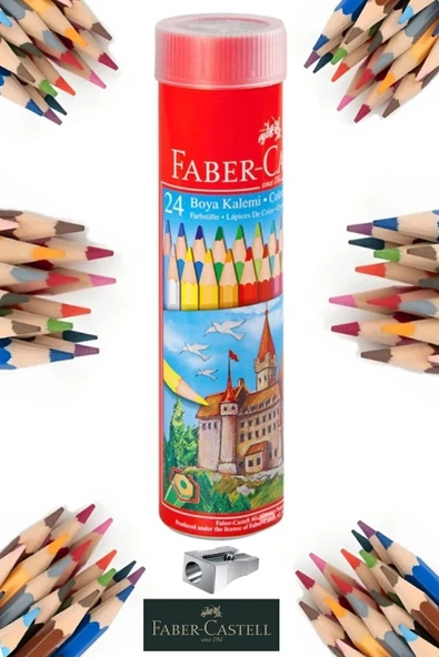 Faber-castell Kuru Boya Kalemi 24 Renk Metal Tüp Kalemtıraş Tam Boy (TAN EXPRESS ÜRÜNÜDÜR) ürün görseli 1