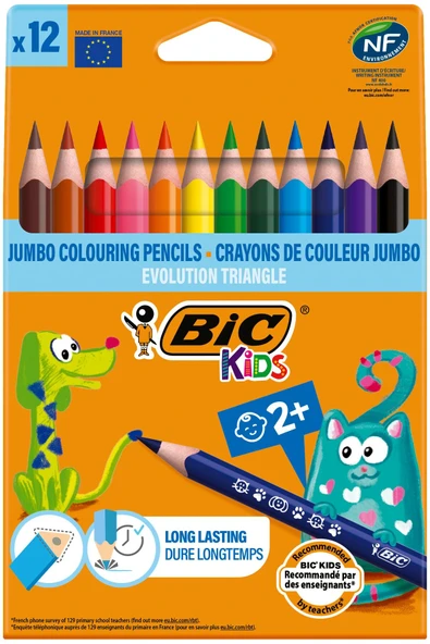 Evolutıon Üçgen Jumbo Boya Kalemi 12 Renk-Kamp Bic-82973511 ürün görseli 1