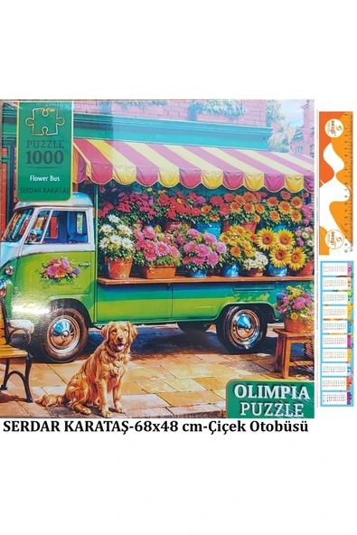 Kutulu Puzzle 1000'lik 68x48 cm Flower Bus (Çiçek Otobüsü)+Sezgistore ürün görseli 1