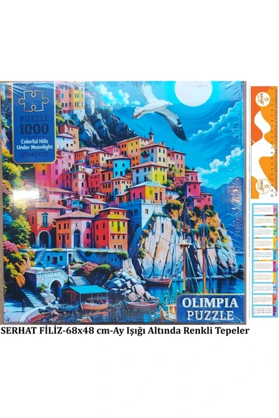 Kutulu Puzzle 1000'lik 68x48 cm Colorful Hills Under Moonlight+Sezgistore ürün görseli 1
