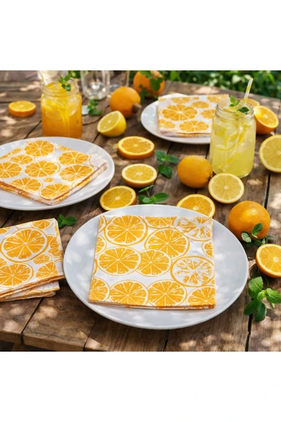 CKM silikon 2'Li Yaz Konseptli Limon-Portakal Desenli Peçete ürün görseli 1