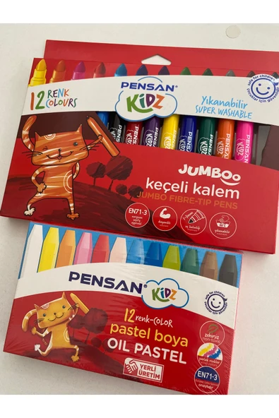12 Renk Jumbo Keçeli ve 12 Renk Pastel Boya ürün görseli 1