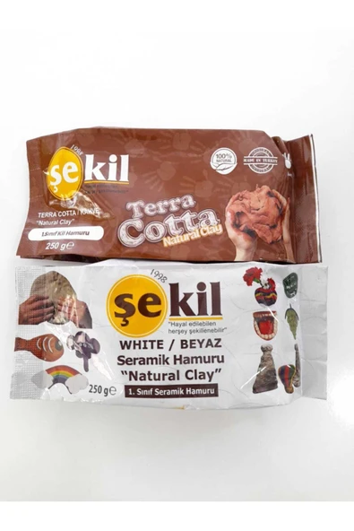 1.kalite Seramik Kil Hamuru 250 Gram Beyaz + 250 Gram Kahve ürün görseli 1