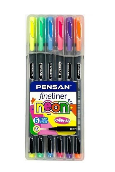 Fineliner 6 Neon Renk 0.4mm İnce Keçe Uçlu Yazı Kalemi 1 Paket 6 Lı Neon Fineliner Kalem Seti ürün görseli 1
