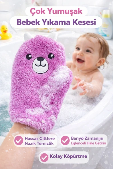 ermaslicon Bebek Banyo Kesesi Lifi Ve Çocuk Banyo Lifi Ve Kesesi, Bebek Yıkama Kesesi (SABUN KOYMA CEPLİ) ürün görseli 1