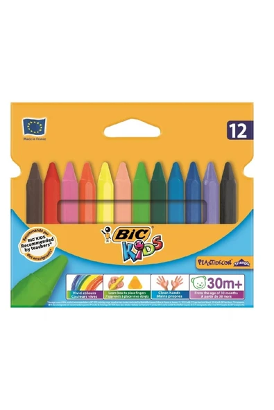 Kids Plastidecor Elleri Kirletmeyen Üçgen Pastel Boya 12 Renk 829773 ürün görseli 1