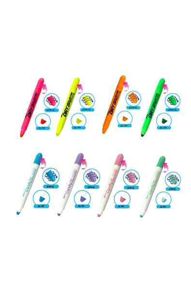 4 Pastel Yeni  4 Canlı Renk Fosforlu Kalem Seti ürün görseli 1
