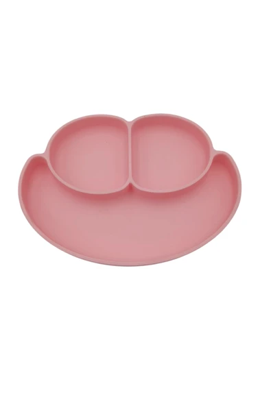 Baby Silikon Vakumlu Bölmeli Pembe Mama Tabağı ürün görseli 1