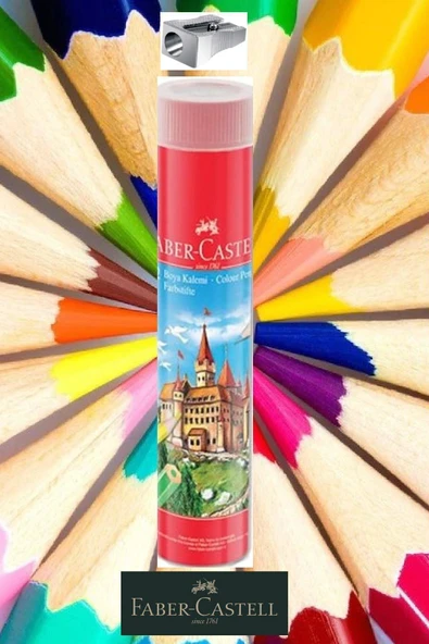 Faber-castell Kuru Boya Kalemi 12 Renk Metal Tüp Kalemtıraş Tam Boy ürün görseli 1