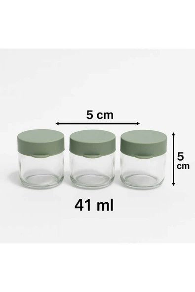 CKM silikon 3’lü Mini Cam Kavanoz – 41 ml – Silikon Kapaklı – Mama, , Reçel ve Sos Saklama Kabı Mit Yeşili ürün görseli 1