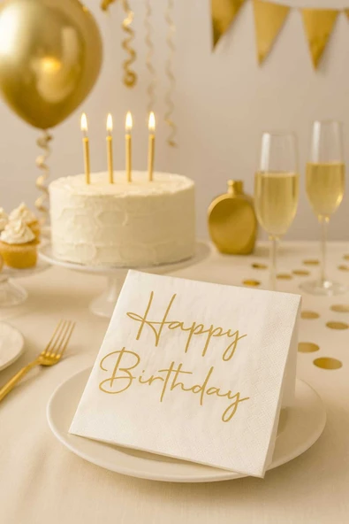 CKM silikon Suna K Signature Collection – Premium Happy Birthyday Desenli Peçete ürün görseli 1