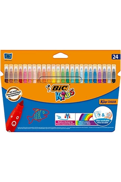 Marka: Kids Kid Couleur Ultra Yıkanabilir Keçeli Boya Kalemi 24 Renk Kategori: Kuru Boya Kalemi ürün görseli 1