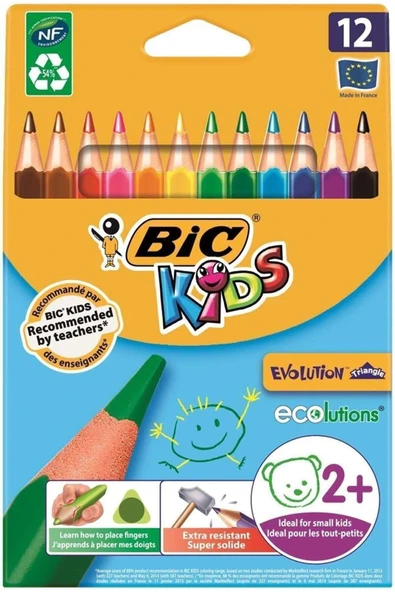 Kuru Boya Kids Evolution Triangle Üçgen Jumbo Boya Kalemi 12 Renk T8052 ürün görseli 1