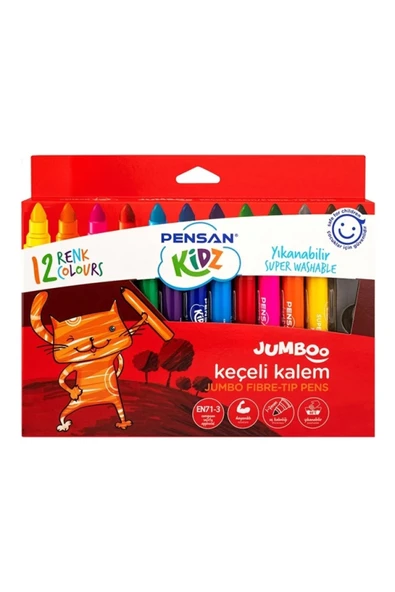 Kidz Yıkanabilir Jumbo Keçeli Kalem 12'li ürün görseli 1