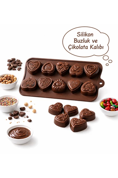 CKM silikon SİLİKON ÇİKOLATA KALIBI KALP DESENLİ ürün görseli 1