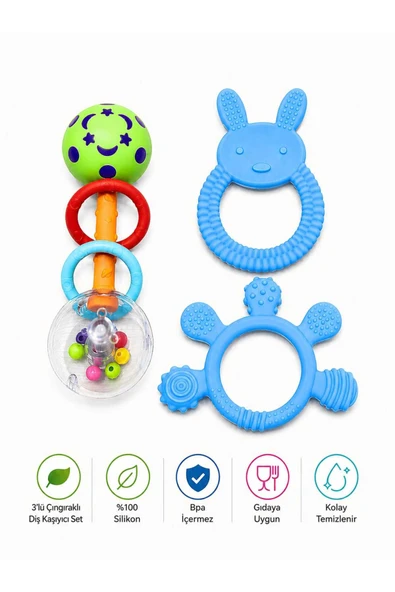 ERMA HOME Pro 3lü Çıngıraklı Diş Kaşıyıcı Set ürün görseli 1