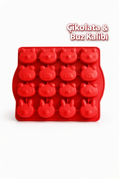 evolis kitchen 1 Adet Isıya Dayanıklı Silikon Yanmaz Yapışma Yapmaz 16 Lı Çikolata Ve Buz Kalıbı( Kırmız) ürün görseli 1
