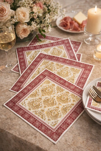 ermaslicon Lüks desenli peçete 40 adet sunumluk sofra peçetesi ürün görseli 1