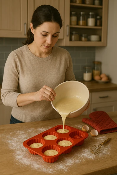 Home 6lı 3 modelli muffin tepsi kalıp silikon yanmaz yapışmaz kolay kullanım ürün görseli 1