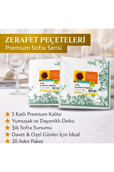 SUNA K Signature Collection – Premium Desenli Peçete Yeşil ürün görseli 1