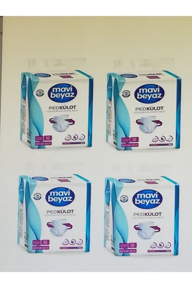 Mavi beyaz Ped Külot Yetişkin Hasta Bezi (large) Büyük Boy 4x30 =120 Kullanımlık ürün görseli 1