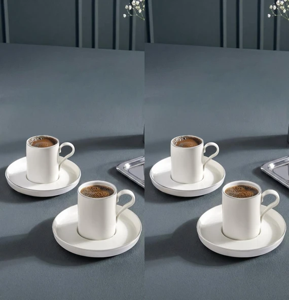 Kütahya Porselen Bone Desire Kahve Fincan Takımı 90cc Platin Yaldızlı 8 Parça 4 Kişilik ürün görseli 1