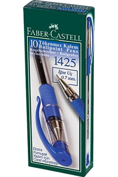 Faber Castell 10 Lu Paket Mavi 1425 Iğne Uçlu Tükenmez Kalem ürün görseli 1