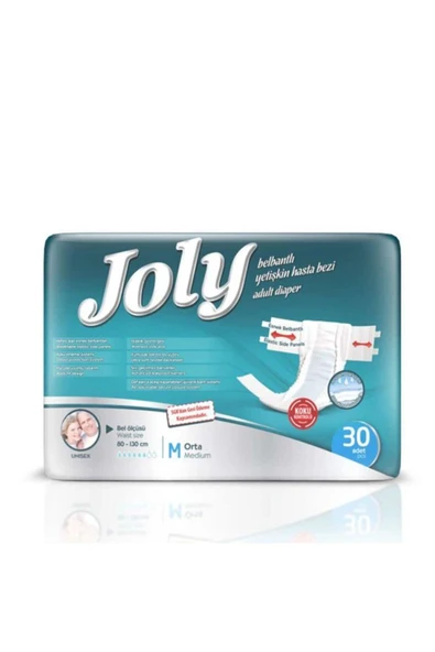Joly Esnek Bel Bantlı Yetişkin Hasta Bezi Medium 30'lu 4 Paket 120 Adet ürün görseli 1
