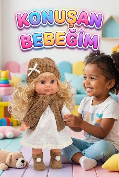 Lucia Girl Konuşan 35 cm - Etkileşimli Kolları Bacakları ve Kafası Et Kutulu Atkılı Oyuncak Bebek ürün görseli 1