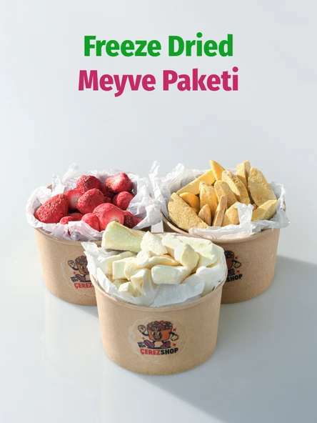 Freeze Dried Meyve Cipsi Paketi 3'lü Set - Dondurularak Kurutulmuş Kavun Çilek Mango ürün görseli 1