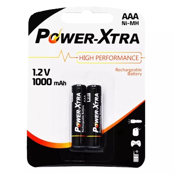 Power-Xtra AAA 1.2V 1000 Mah Şarj Edilebilir Pil 2li Blister ürün görseli 1
