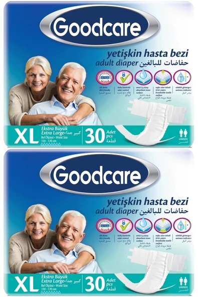 Goodcare Yetişkin Bezi Bel Bantlı Tekstil Yüzey XL Extra Large - Ekstra Büyük 60 Adet (2PK*30) ürün görseli 1