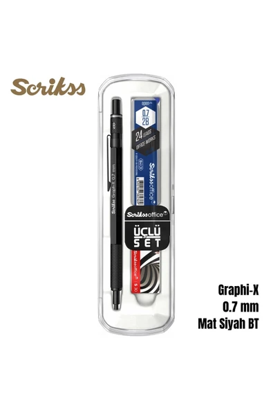 Versatil Kalem Graph-X 0.7mm Mat Siyah 3lü Set ürün görseli 1