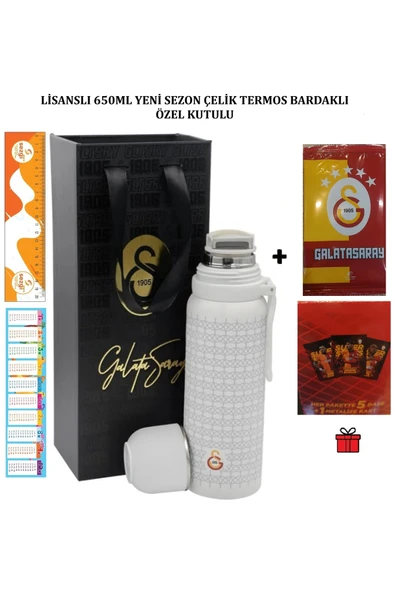 Çelik Termos 650 ML Beyaz Renk Bardaklı Lisanslı Orijinal Ürün Kutulu ve PRE-SEASON 2025-26 - PAKET ürün görseli 1