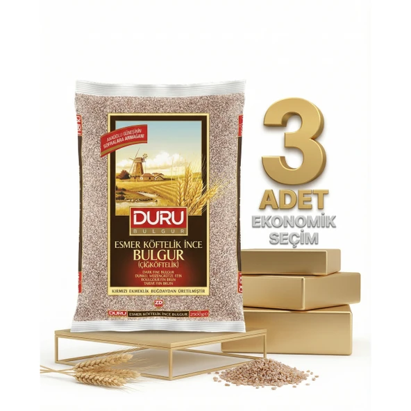 Duru Esmer Çiğ Köfte Bulgur 3x1 Kg ürün görseli 1