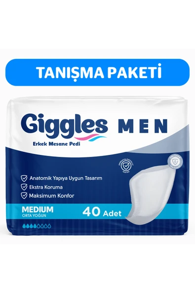 giggles Erkek Mesane Pedi,Medium Beden, 40 Adet ürün görseli 1