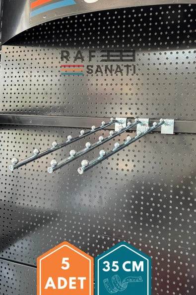 5 Adet Eğimli Tel Baston 35 Cm (15x30 Profile Göre) Raf Kancası Boncuklu Baston Askı ürün görseli 1