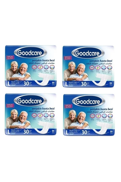 Good Care Büyük L Beden Belbantlı Hasta Bezi120 Adet 4 Paket Yumuşak ürün görseli 1