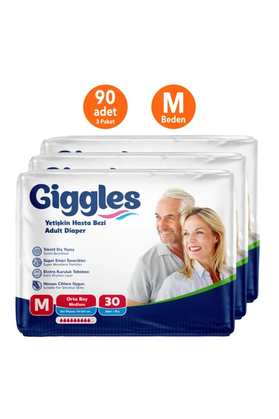 giggles Yetişkin Bel Bağlamalı Hasta Bezi Medium - 90 Adet ürün görseli 1