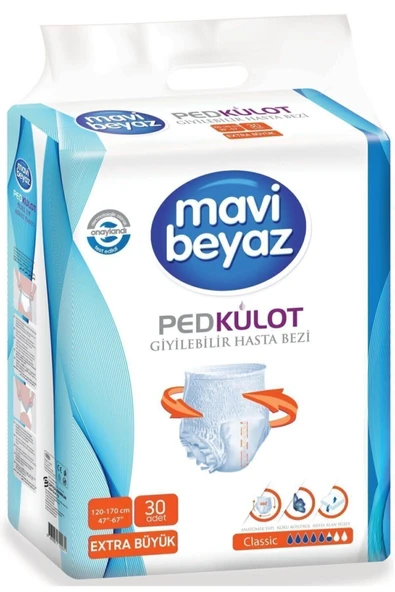 Mavi Beyaz Ped Külot Giyilebilir Hasta Bezi XL 30 lu XLARGE ürün görseli 1