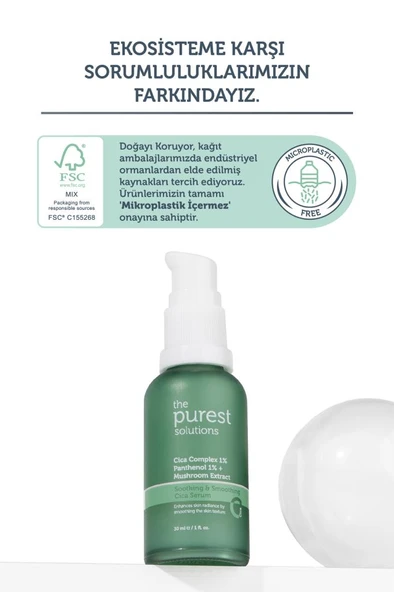 The Purest Solutions Hassas Ciltler İçin Kızarıklık Karşıtı ve Bariyer Onarıcı Cica Serum 30 ml ürün görseli 1