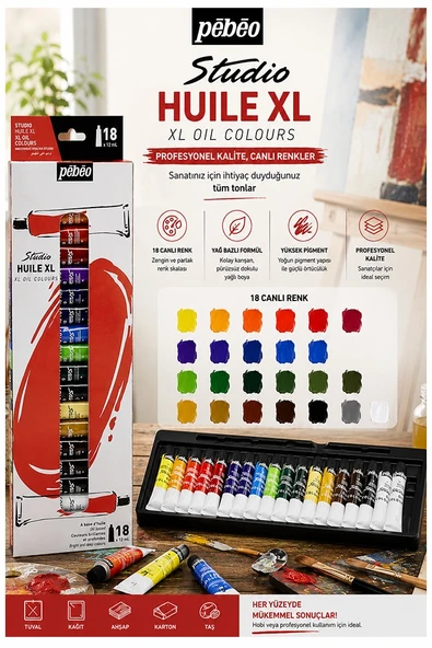 Yağlı Boya 18 Renk 12 ml 1 Paket Pepeo Yağlı Boya Seti 18 li Ahşap Tuval Taş Ağaç Boyamalar İçin İdea Boyama Seti ürün görseli 1
