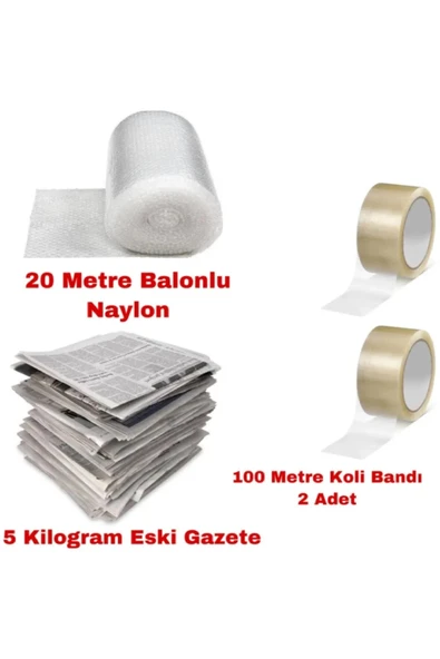 3 Lü Taşınma Seti Bant Havalı Naylon Gazete (koli Bandı Gazete Patpat Seti) ürün görseli 1