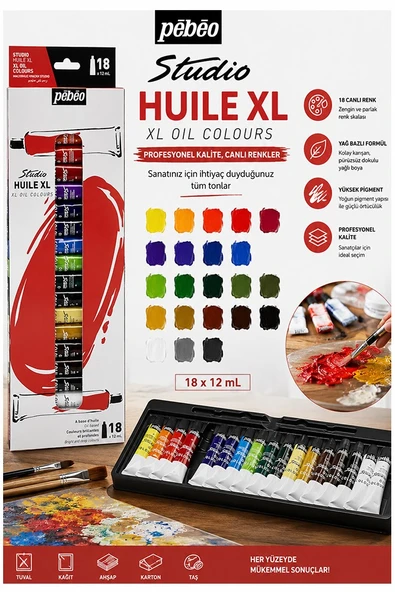 Yağlı Boya 18 Renk 12 ml 1 Paket Pepeo Yağlı Boya Seti 18 li Ahşap Tuval Taş Ağaç Boyamalar İçin İdea Boyama Seti ürün görseli 1