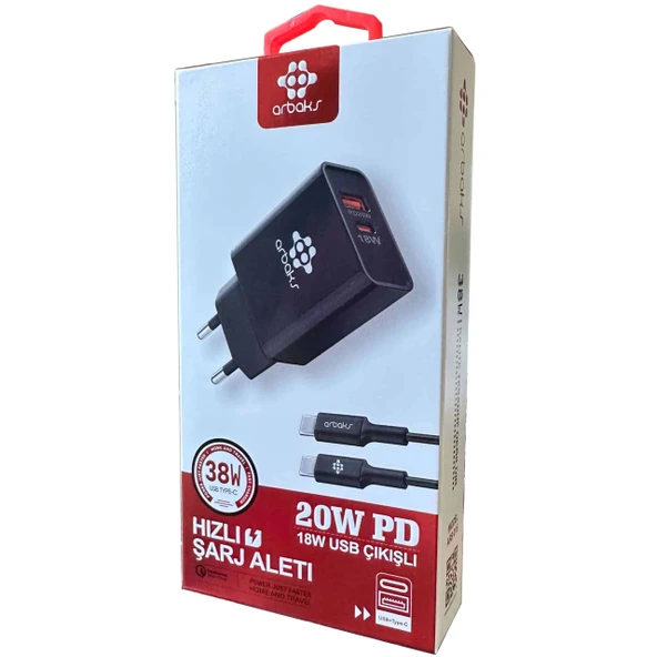 38WPD / USB + PD Kablo Şarj Aleti Arbaks ARB-015T ürün görseli 1