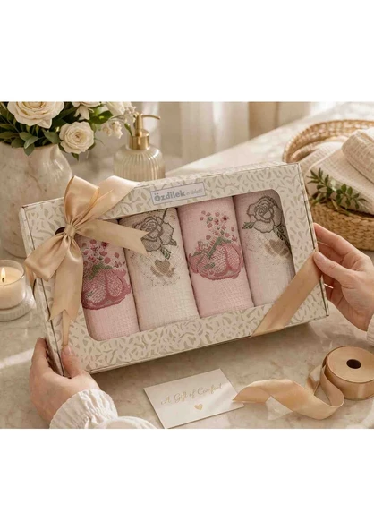 Özdilek 4’lü Mutfak Havlusu 30X50 cm %100 Pamuk Nakışlı Set Yumuşak Emici Şık Tasarım ürün görseli 1
