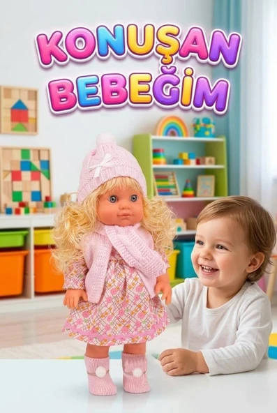 Lucia Girl Konuşan 35 cm - Etkileşimli Kolları Bacakları ve Kafası Et Kutulu Atkılı Oyuncak Bebek ürün görseli 1